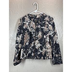 RQT Corduroy Jacket Womens Floral Full Zip Long Sleeve Lightweight Size PS small